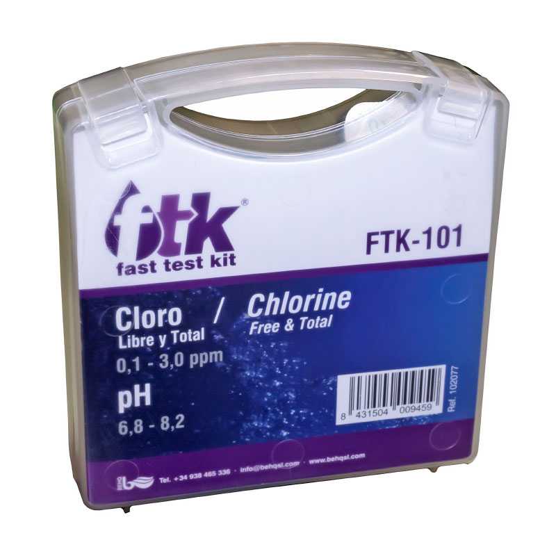 Estuche analizador cloro libre, total y pH en pastillas