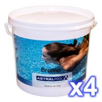 Pack 4 envases Bromo en tabletas de 20 gr., 5 kg. AstralPool