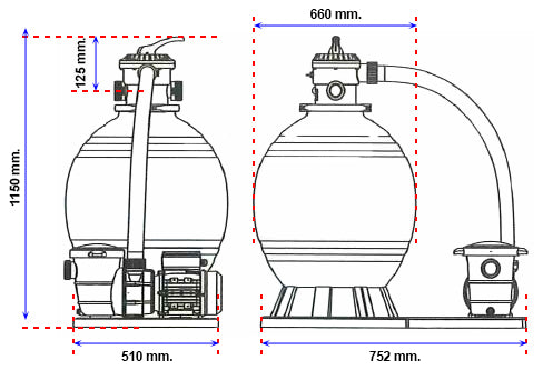 Filtro depuradora monobloc 600 con bomba. QP