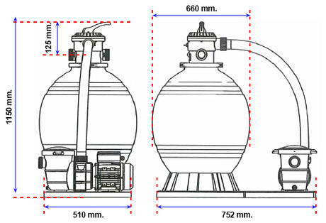 Filtro depuradora monobloc 600 con bomba. QP