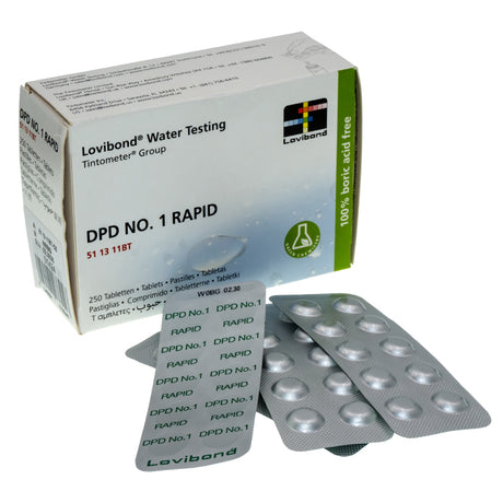 Caja Reactivo DPD 1 RAPID para pooltester, 250 Uds. Lovibond