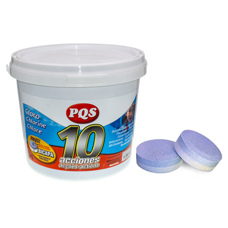 Cloro 10 acciones tabletas bicapa 250 g., 5 Kgs. PQS