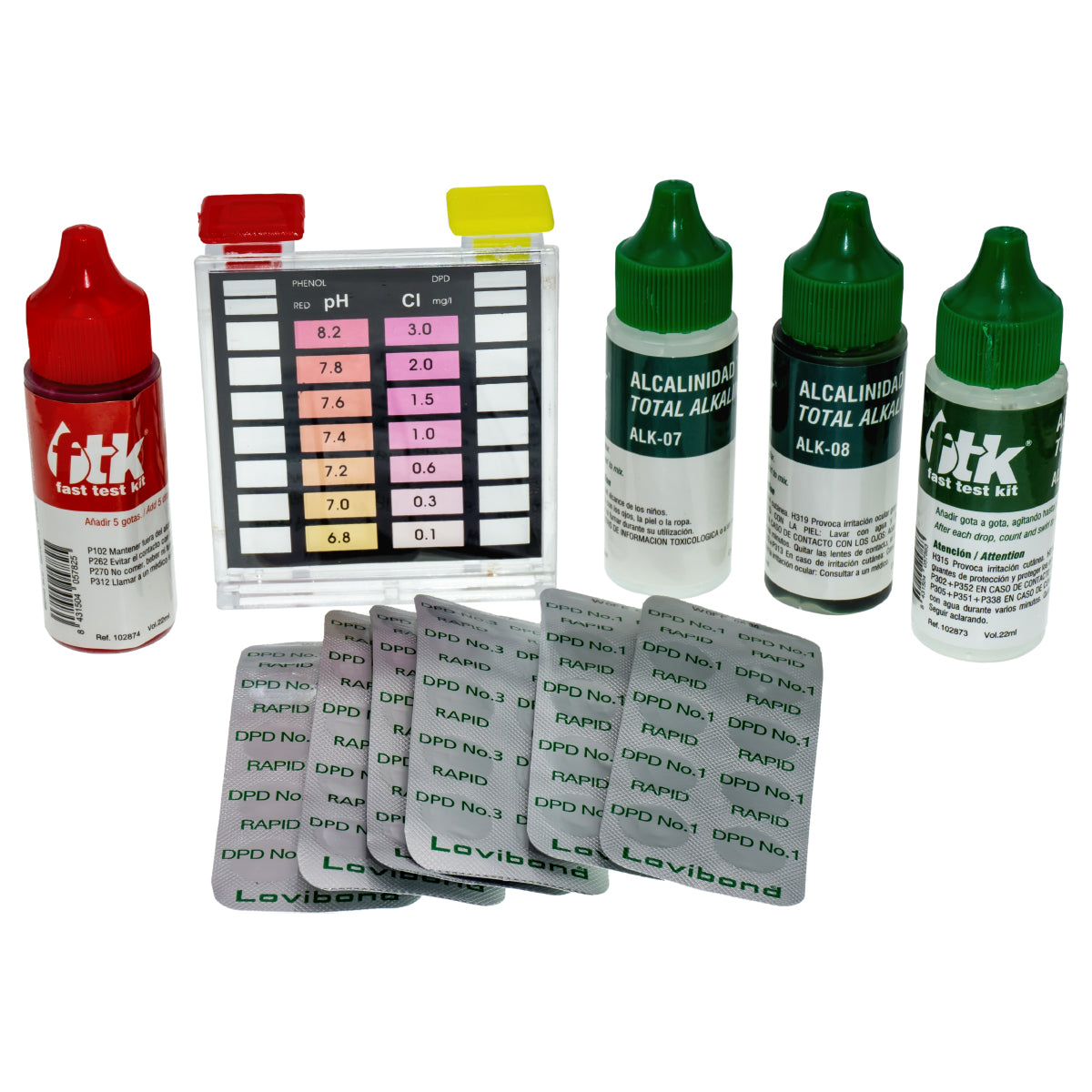 FTK-125 Test cloro libre, cloro total, bromo, pH y Alcalinidad