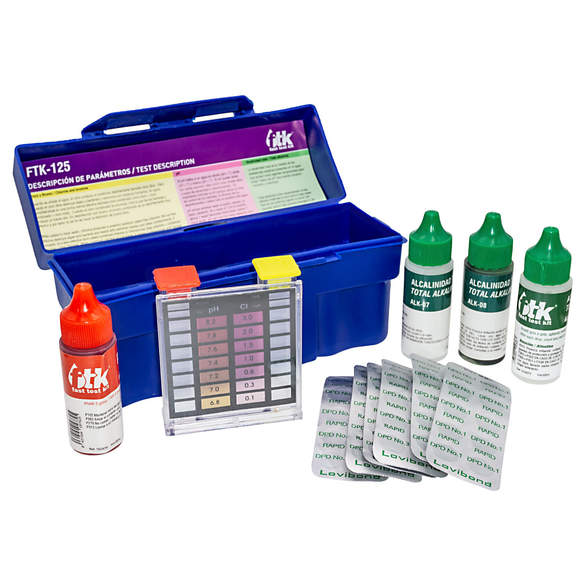FTK-125 Test cloro libre, cloro total, bromo, pH y Alcalinidad