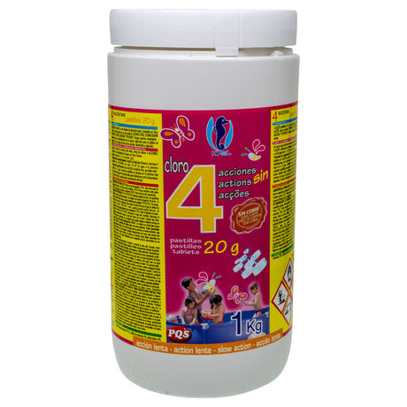 Cloro 4 acciones pastillas 20grs. 1kg HIP