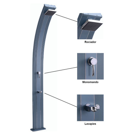Ducha solar curva 30 L. QP.