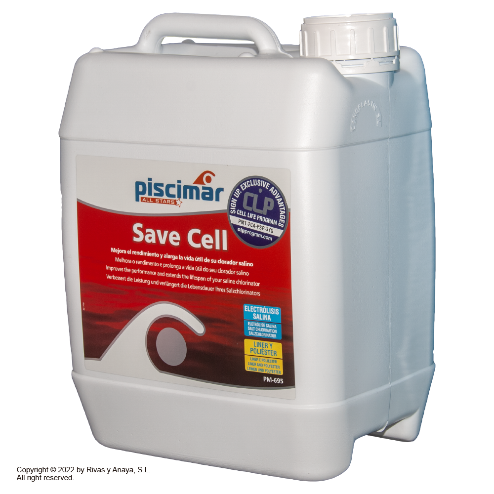 Protector-potenciador de electrólisis salina SAVECELL PM-695, 6 L. Piscimar.