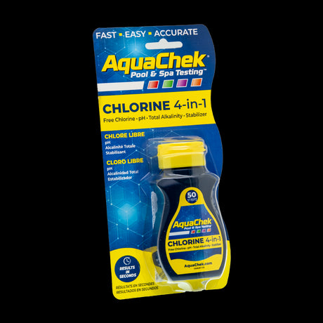 Tiras analíticas Aquachek Amarillo cloro, pH, alcalinidad total y ácido cianúrico.ara