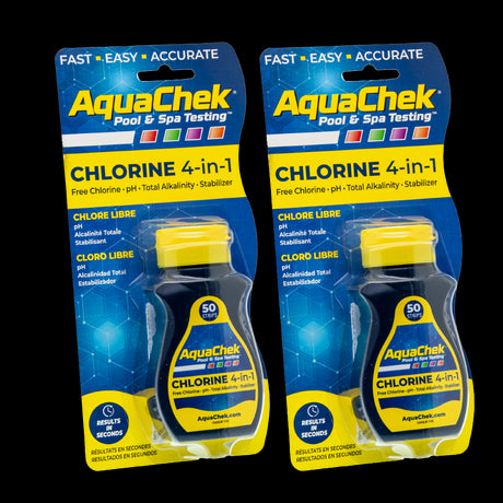Pack 2 Tiras analíticas Aquachek Amarillo para cloro, pH, alcalinidad y ácido cianúrico.