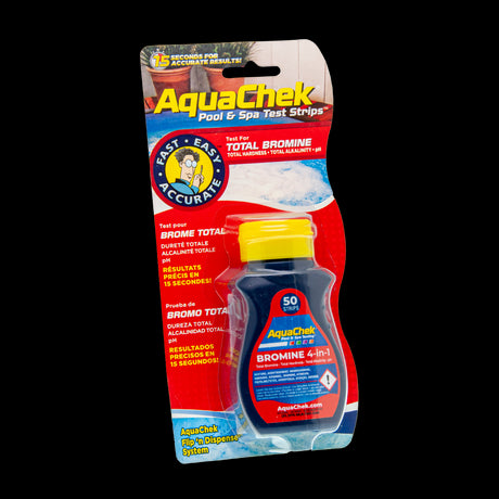 Tiras analíticas Aquachek rojo para bromo, dureza, alcalinidad y pH.