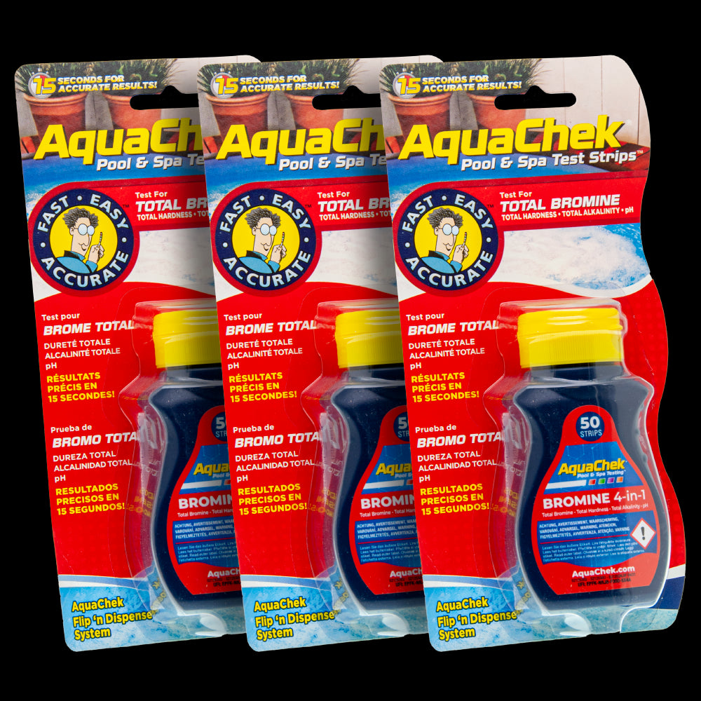 Pack de 3 Tiras analíticas Aquachek rojo para bromo, dureza, alcalinidad y pH.