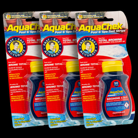 Pack de 3 Tiras analíticas Aquachek rojo para bromo, dureza, alcalinidad y pH.