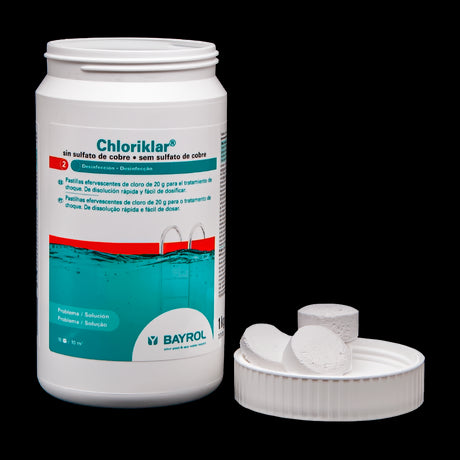 Chloriklar. Cloro tabletas efervescentes 20 g., 1 Kg. BAYROL.