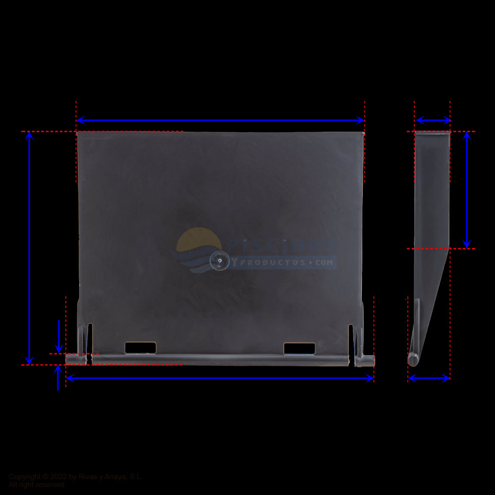 Compuerta flotador Skimmers GRE, color gris.