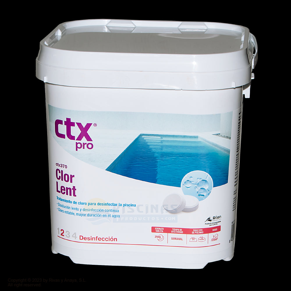 Cloro lento en tabletas 250 g., 5 kg. ClorLent  CTX-370.