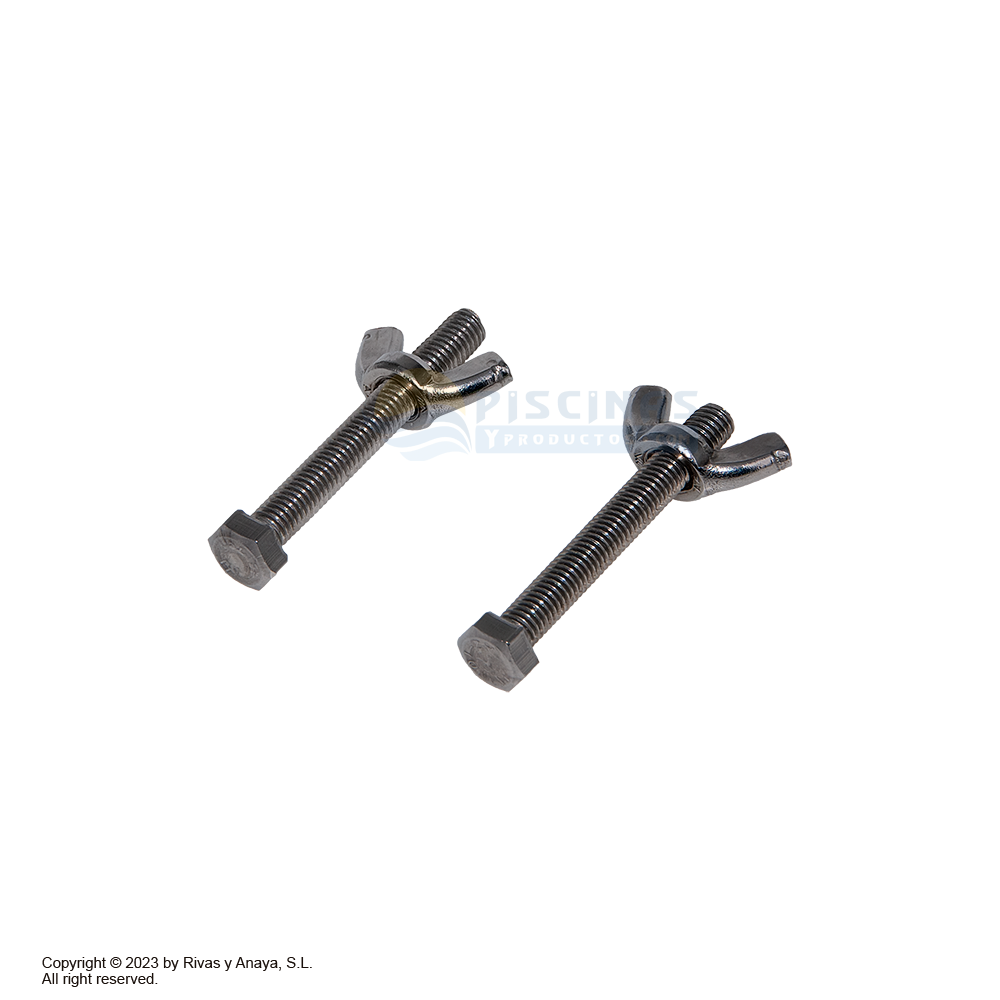 Pack 2 tornillos + palomillas para mangos de piscina. Astralpool.