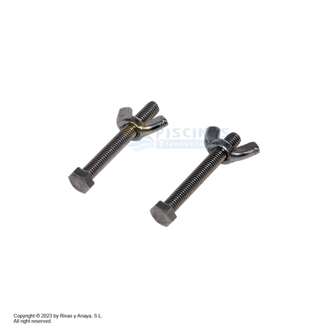Pack 2 tornillos + palomillas para mangos de piscina. Astralpool.