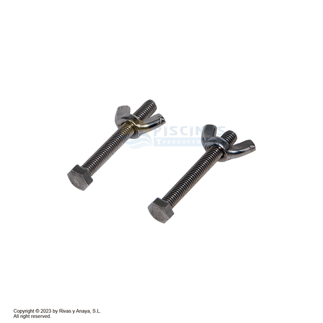Pack 2 tornillos + palomillas para mangos de piscina. Astralpool.