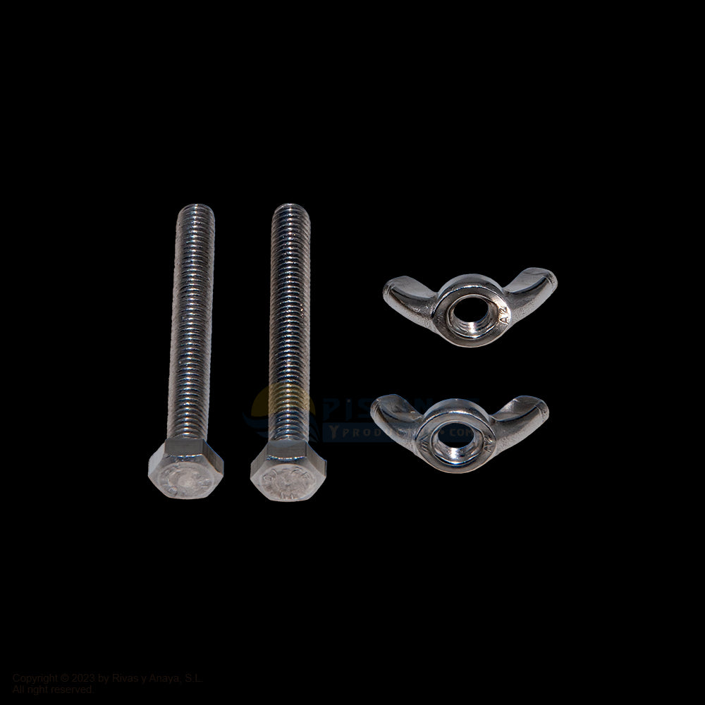 Pack 2 tornillos + palomillas para mangos de piscina. Astralpool.