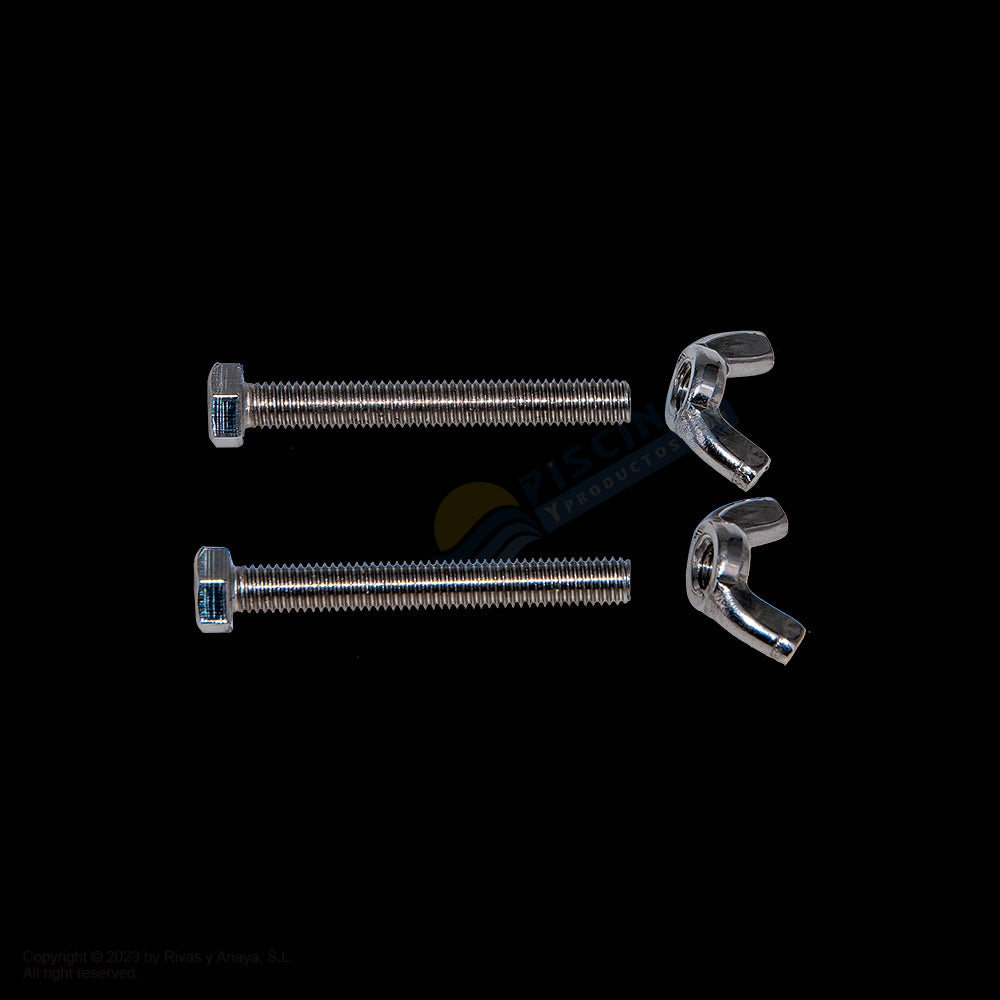 Pack 2 tornillos + palomillas para mangos de piscina. Astralpool.