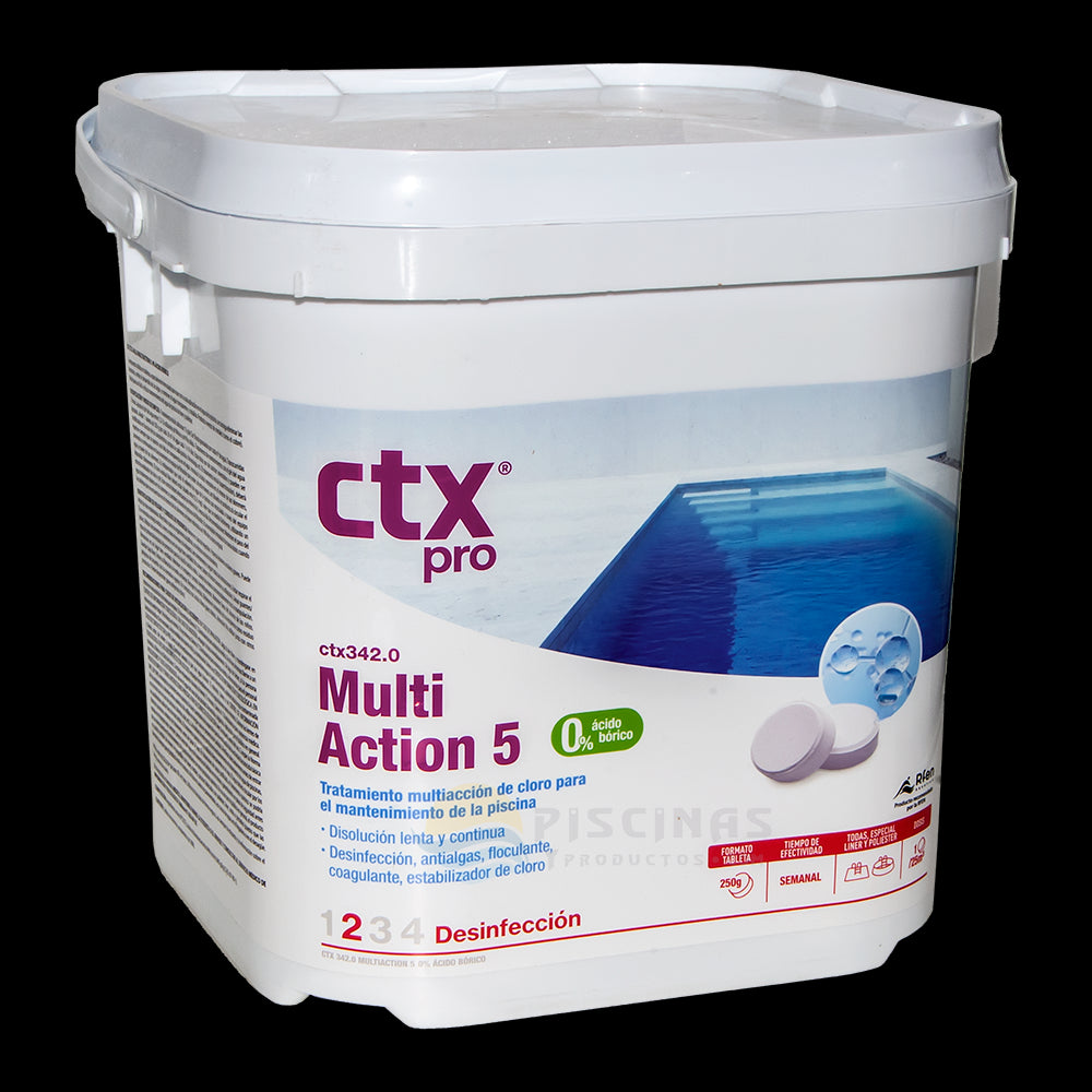 Cloro Multiaction 5, tabletas 250g. Especial liner, sin ácido bórico, 5 kg. CTX-342.0