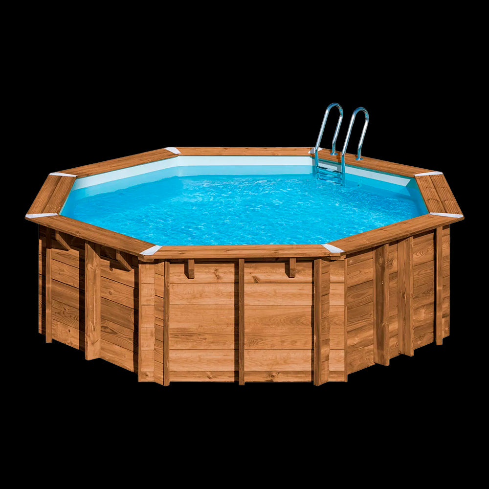 Piscina octogonal de madera Gre Sunbay Vasto. Ø 428x136 cm.