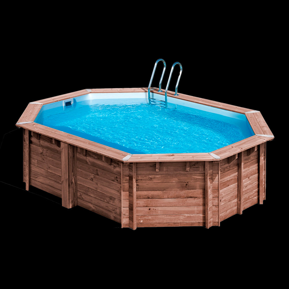 Piscina ovalada de madera Gre Sunbay Bambu. 535x335x130 cm.