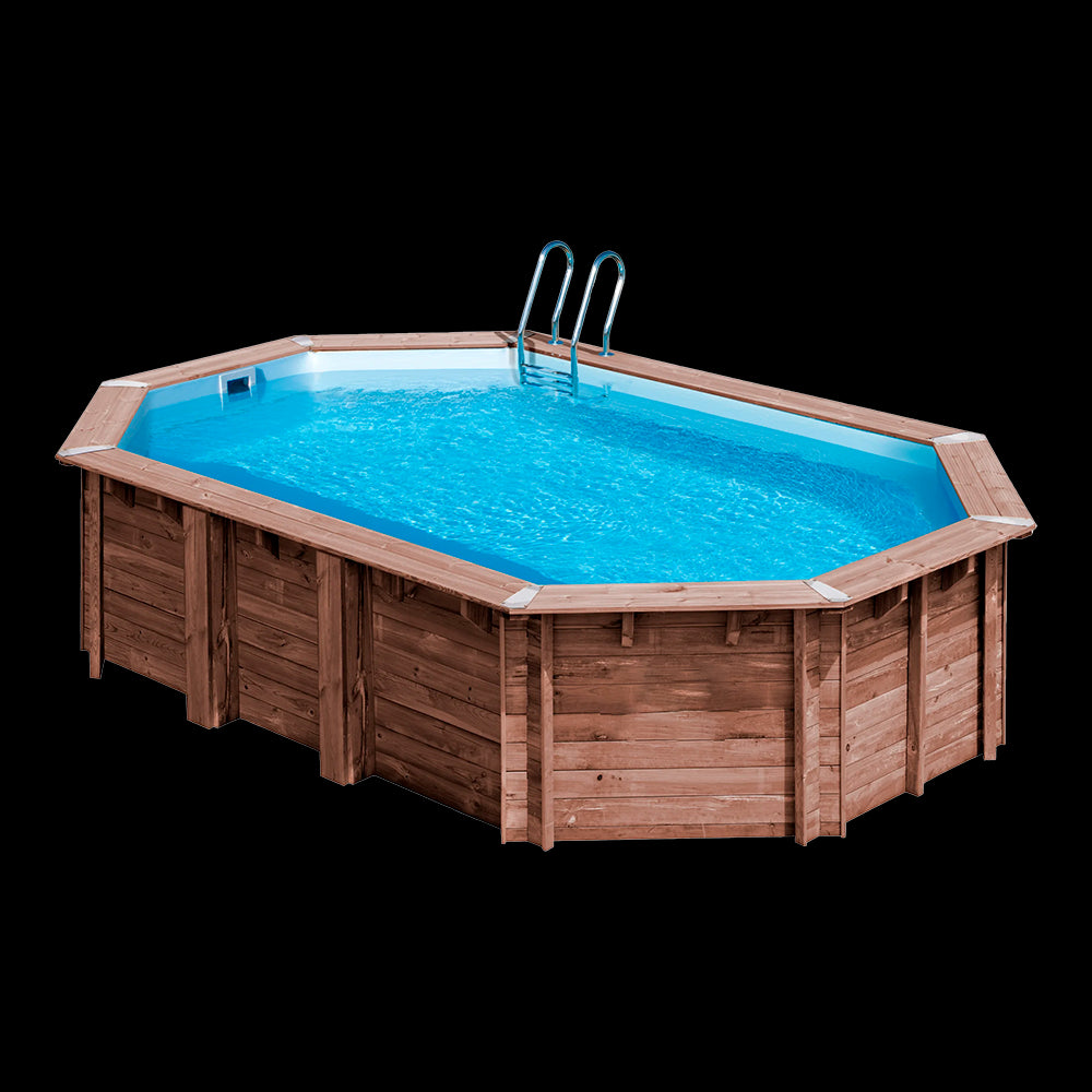 Piscina ovalada de madera Gre Sunbay Macadamia. 632x335x130 cm.