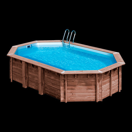 Piscina ovalada de madera Gre Sunbay Macadamia. 632x335x130 cm.