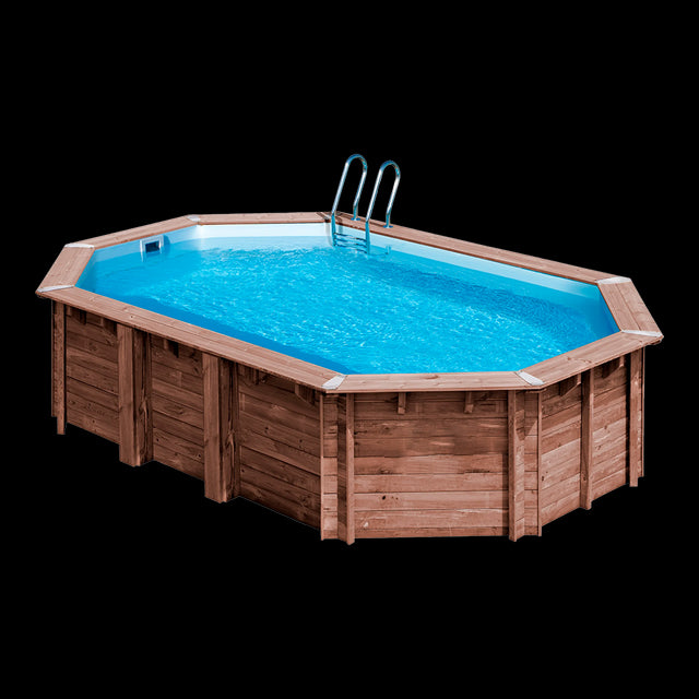 Piscina ovalada de madera Gre Sunbay Macadamia. 632x335x130 cm.