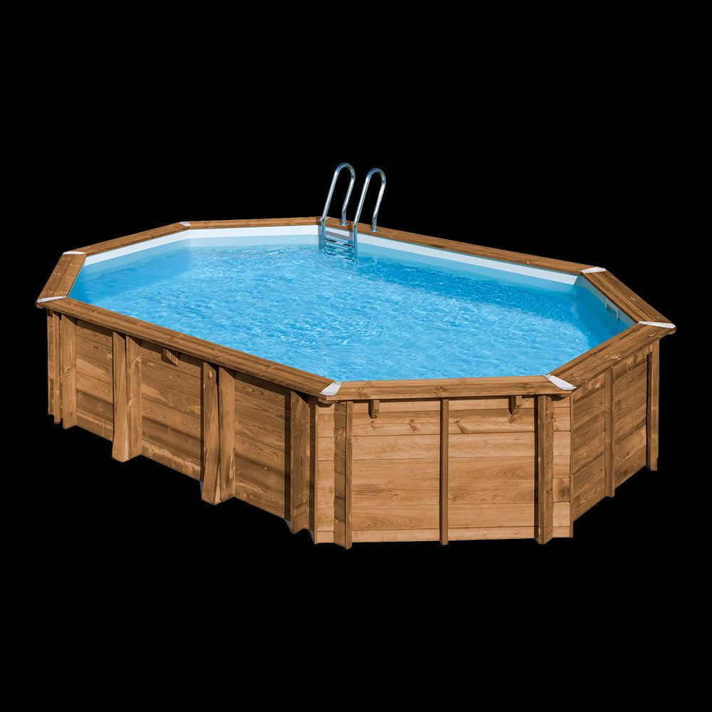 Piscina ovalada de madera Gre Sunbay Avocado. 656x456x131 cm.