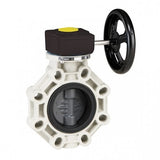 Válvula de mariposa serie industrial PVC de Ø 125 - 140 con eje en acero inoxidable FPM con reductor de Cepex