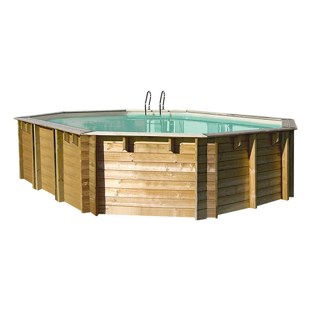 Piscina ovalada de madera Gre Sunbay Vermela. 672x472x146 cm.