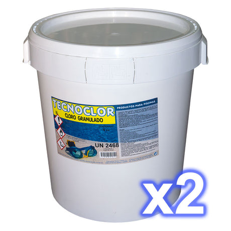 Pack 2 cubos cloro multifunción 5 acciones en tabletas, 25 kg. Tecnoclor