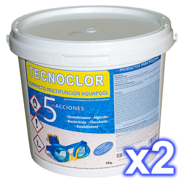Pack de 2 cubos de cloro tabletas 5 acciones 5 Kg c/u