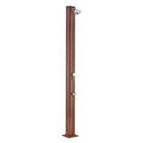 Ducha solar redonda Gre aspecto madera con lavapies DSALR32W