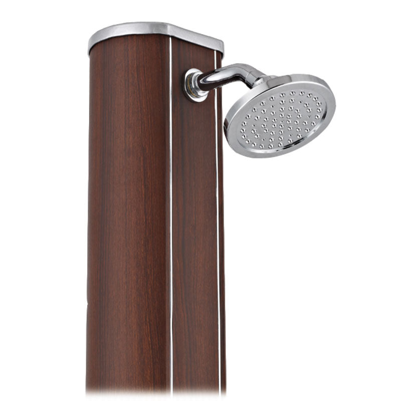 Ducha solar redonda Gre aspecto madera con lavapies DSALR32W