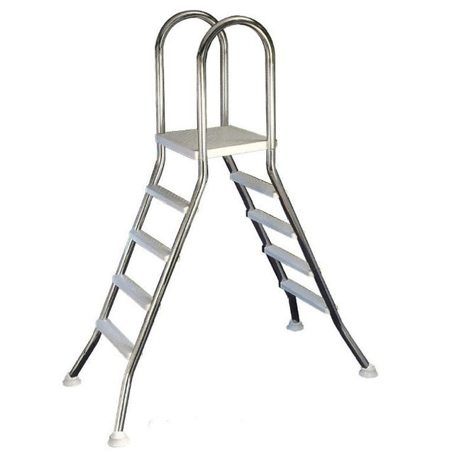 Escalera de 4 peldaños en acero inoxidable para piscinas elevadas