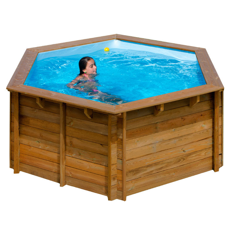 Piscina exagonal de madera Gre Sunbay Lili 2. Ø 280x107 cm.