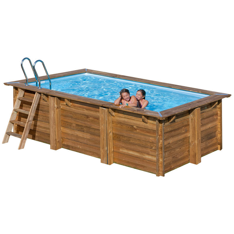 Piscina rectangular de madera Gre Sunbay Marbella 2. 420x270x117 cm.