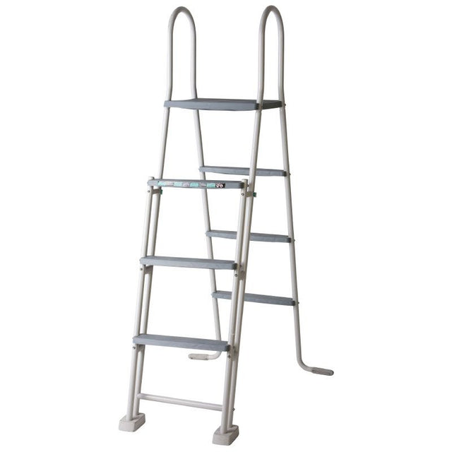 Escalera de seguridad con plataforma para piscinas elevadas 120-132 cm. GRE.