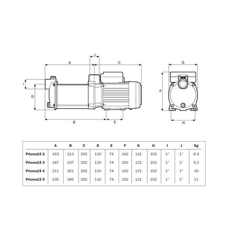 Bomba Prisma 15 4M 0,55 Kw - 0,75 cv