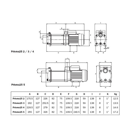 Bomba Prisma 25 4M 0,92Kw - 1,25 cv