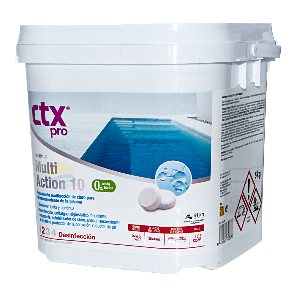 Cloro tabletas Multiaction 10 CTX-391.0 0% Boric. 5 Kg.