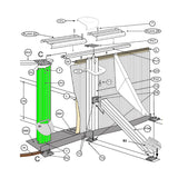 Ubicación de perfiles verticales GRE 129,5 cm gris claro en estructura de piscina desmontable referencia PLVG12081295