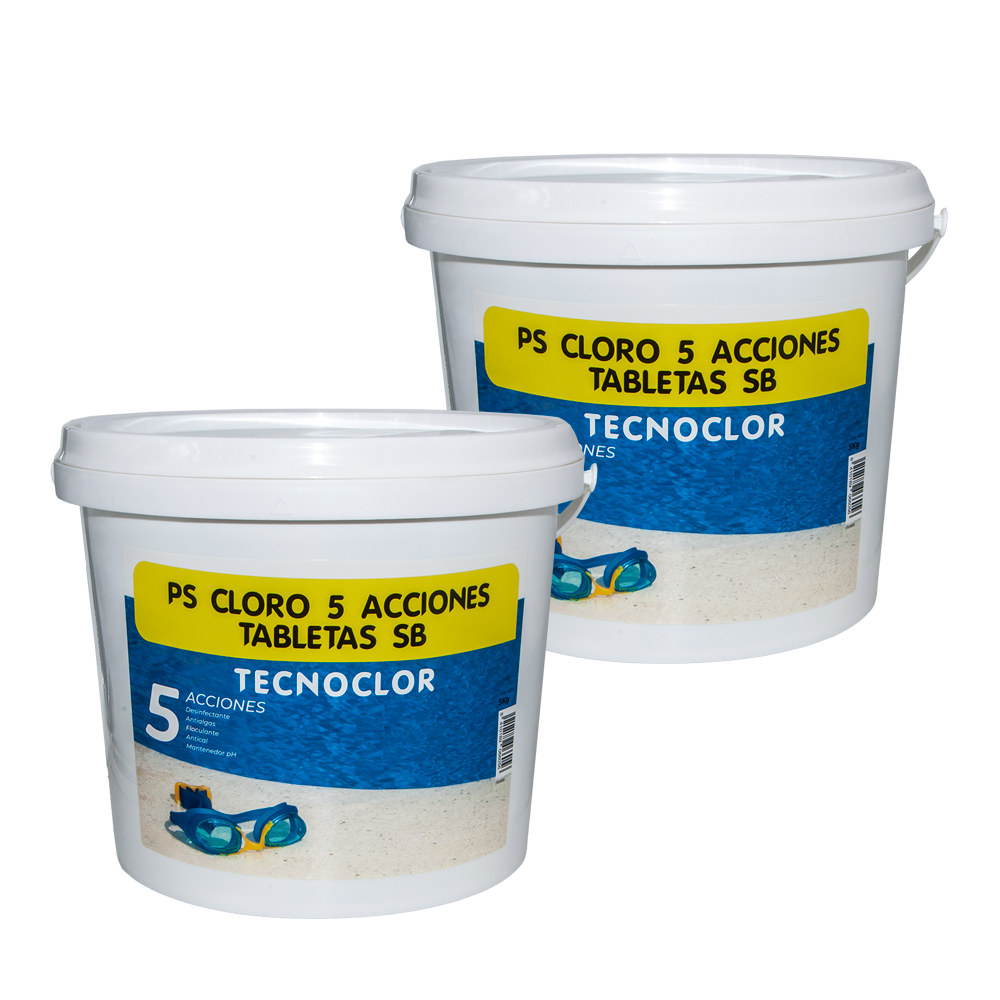 Pack de 2 cubos de cloro tabletas 5 acciones 5 Kg c/u