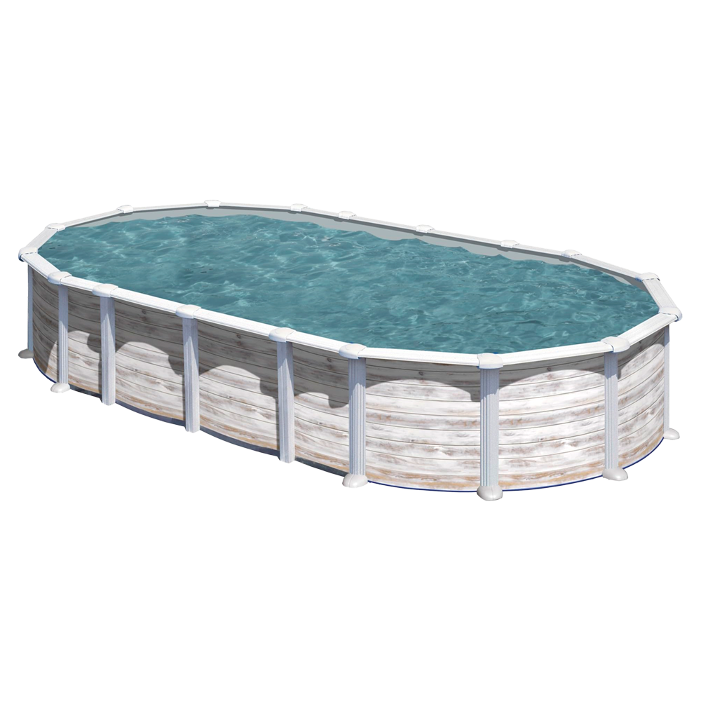 Piscina desmontable GRE Islandia KITPROV6188N ovalada 610x375x132 cm acabado gris Nordic con depuradora de arena