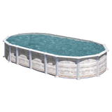 Piscina desmontable GRE Islandia KITPROV6188N ovalada 610x375x132 cm acabado gris Nordic con depuradora de arena