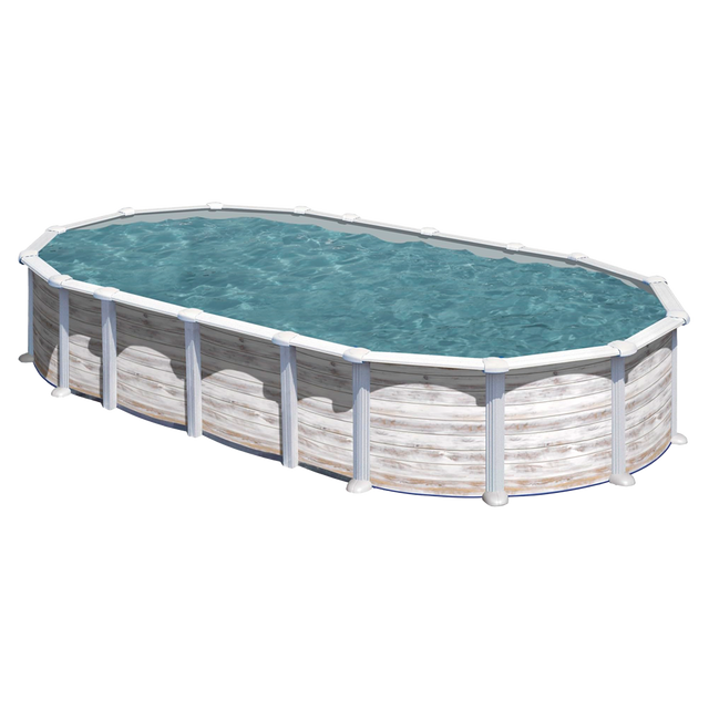 Piscina desmontable GRE Islandia KITPROV6188N ovalada 610x375x132 cm acabado gris Nordic con depuradora de arena