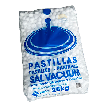 Saco sal depurada pastillas para descalcificador BERISAL. 25 kg.